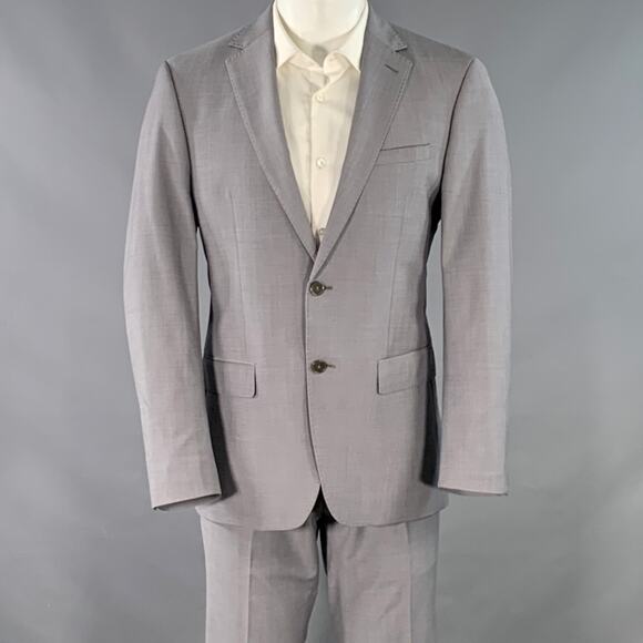 CALVIN KLEIN Size 40 Grey Wool Blend Single Breasted Notch Lapel Suit - Picture 1 of 11